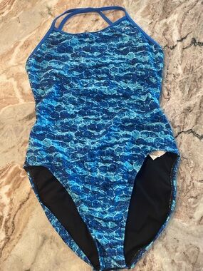 TYR Womens Training One Piece Swimsuit Size 40 Blue Water Durafast Elite